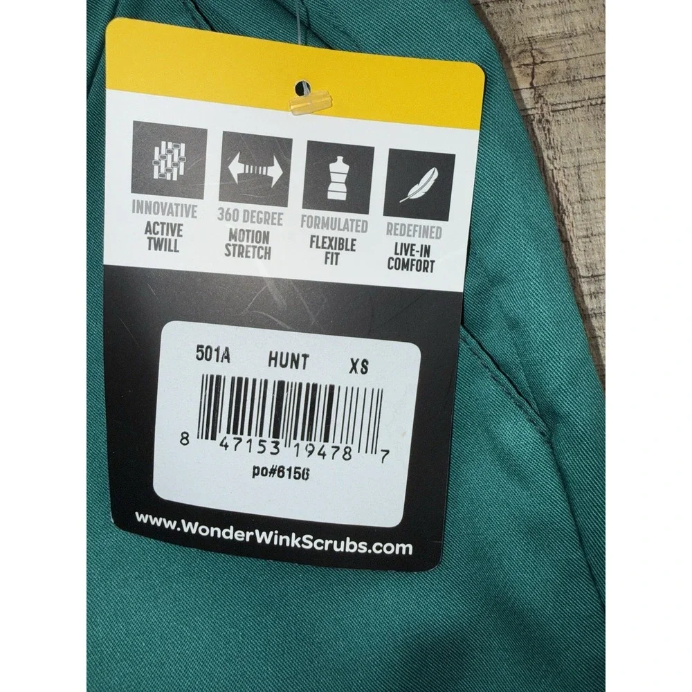 WonderWink WonderWORK Scrub Pants Womens XS Teal Green Cargo Stretch NWT